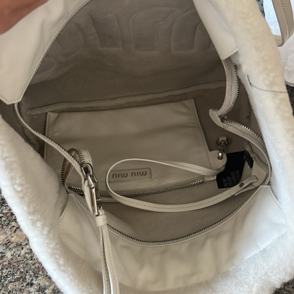 Miu Miu Wool Fur Seqiun Logo Bag - Picture 14 of 16